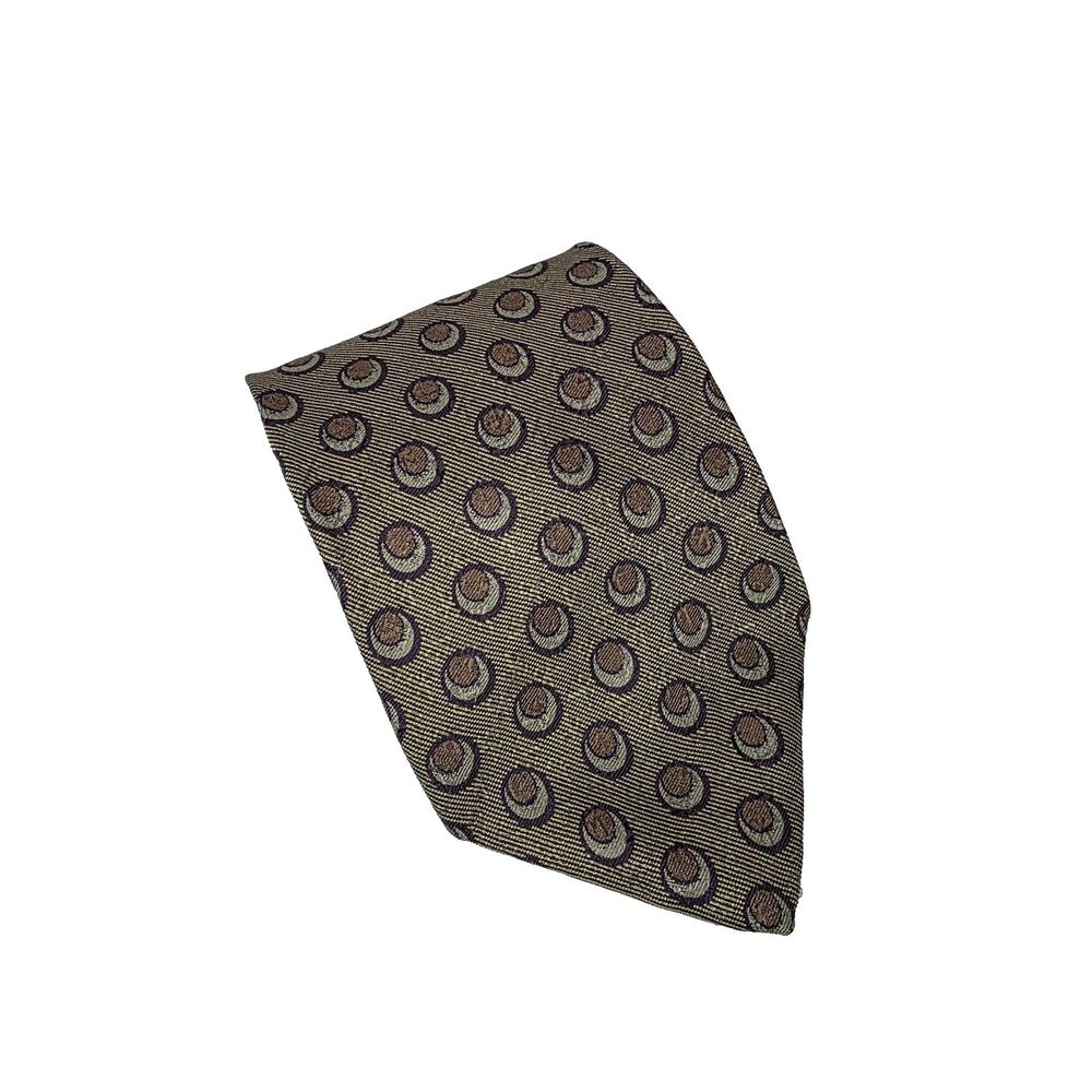 Calvin Klein Silk Tie Brown Fish Eye Pattern Made USA Neck Tie Vintage